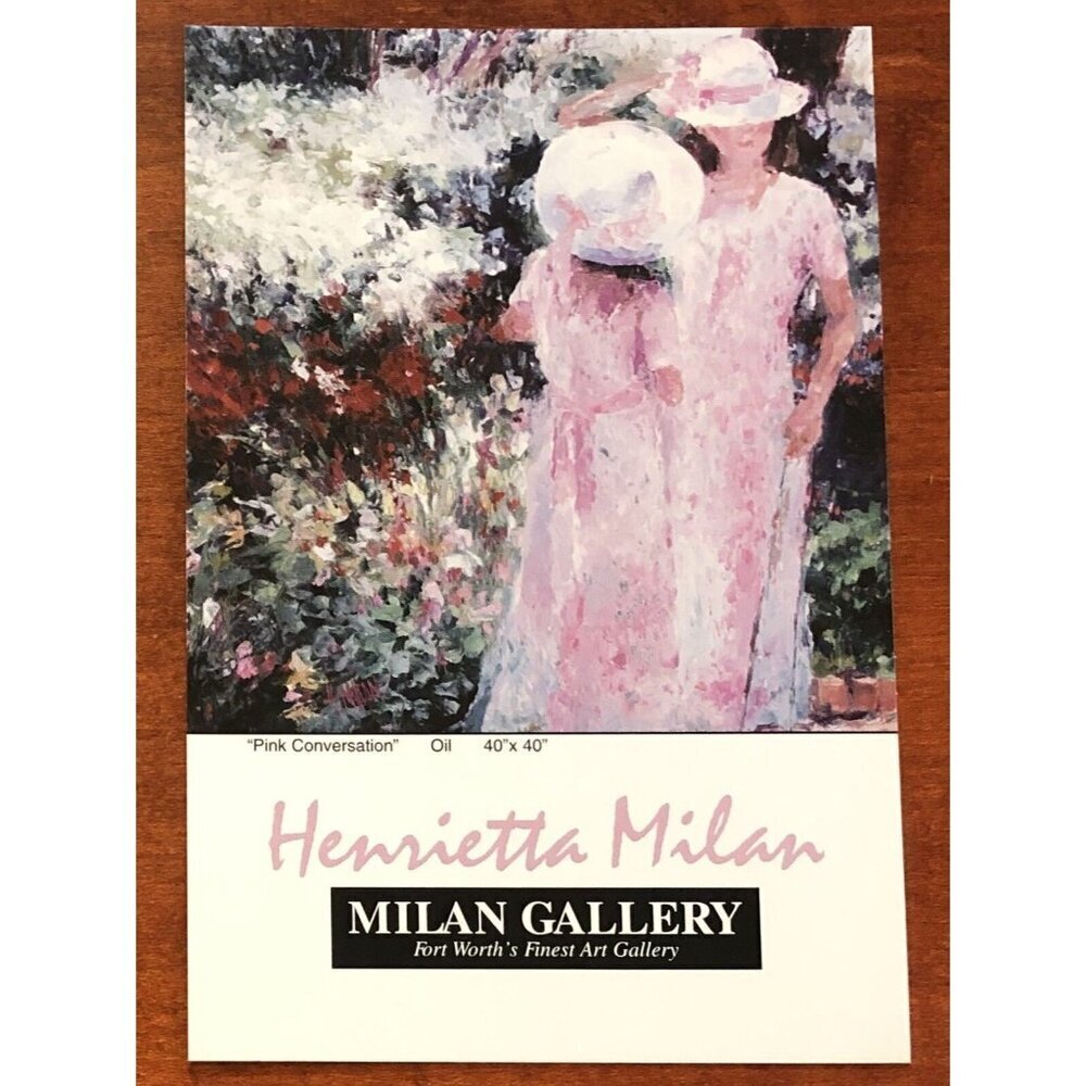 4"x6" Postcard Print PINK CONVERSATION Girls Henrietta Milan Impressionist Texas